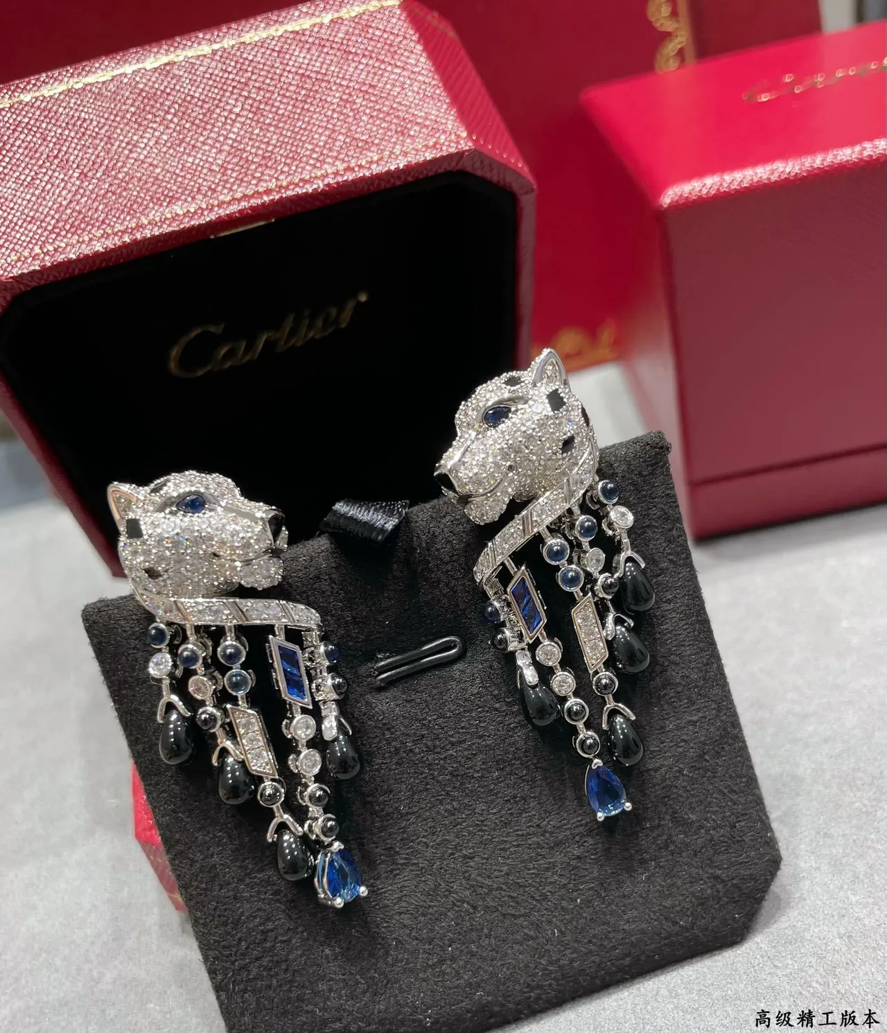 Cartier Panthère de Cartier رأس النمر Pavé الماس والأحجار الكريمة أقراط 6