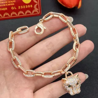 Cartier Panthère de Cartier Rose Gold-Tone Pavé Crystal Panther Charm Bracelet
