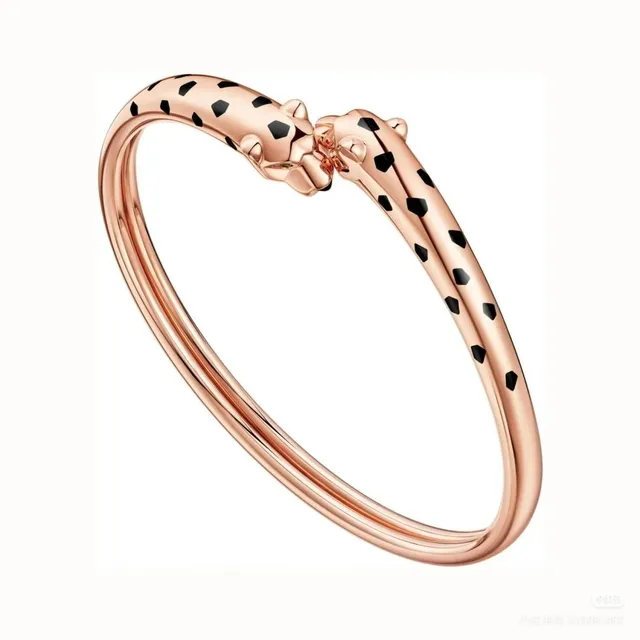 سوار Cartier Panthère ذهبي رأس بانثر أسود نهاية منقط نقشة مينا 3