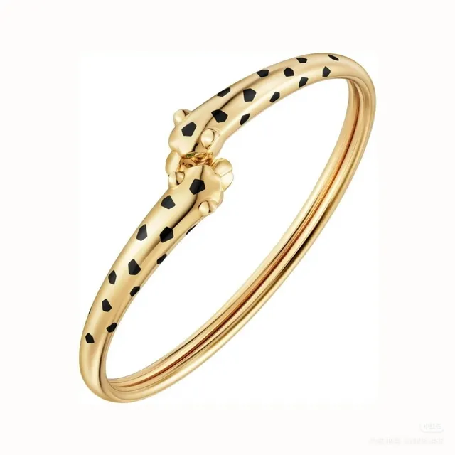 سوار Cartier Panthère ذهبي رأس بانثر أسود نهاية منقط نقشة مينا 4