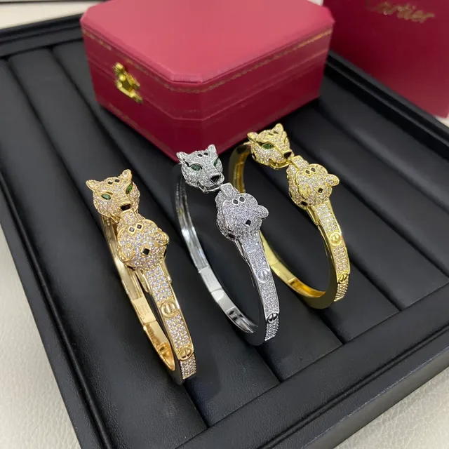 Cartier Panthère or et argent Pavé-Set motif tête de panthère bracelet 2