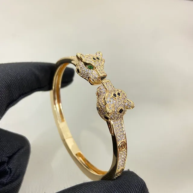 Cartier Panthère or et argent Pavé-Set motif tête de panthère bracelet 8