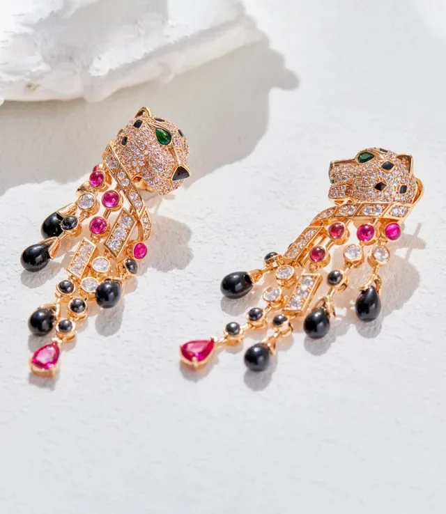 Boucles d'oreilles Cartier Panthère multigemme à franges 4