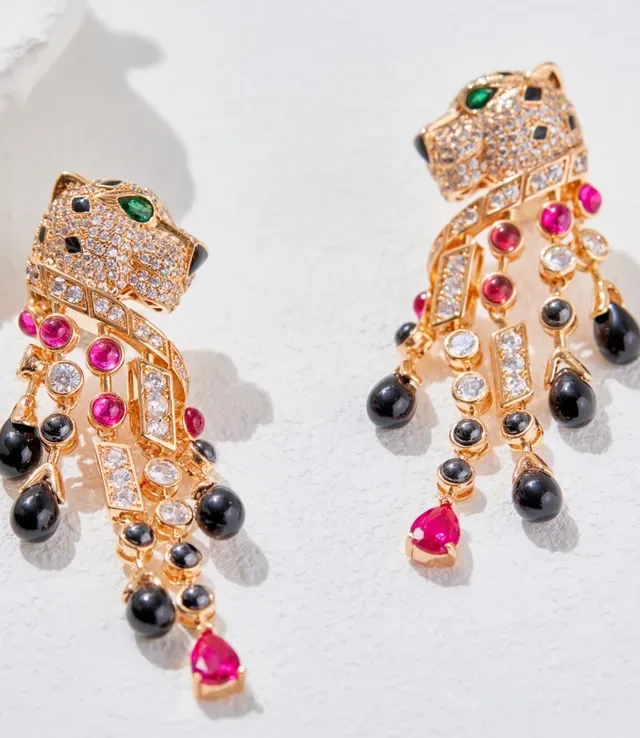 Boucles d'oreilles Cartier Panthère multigemme à franges 6