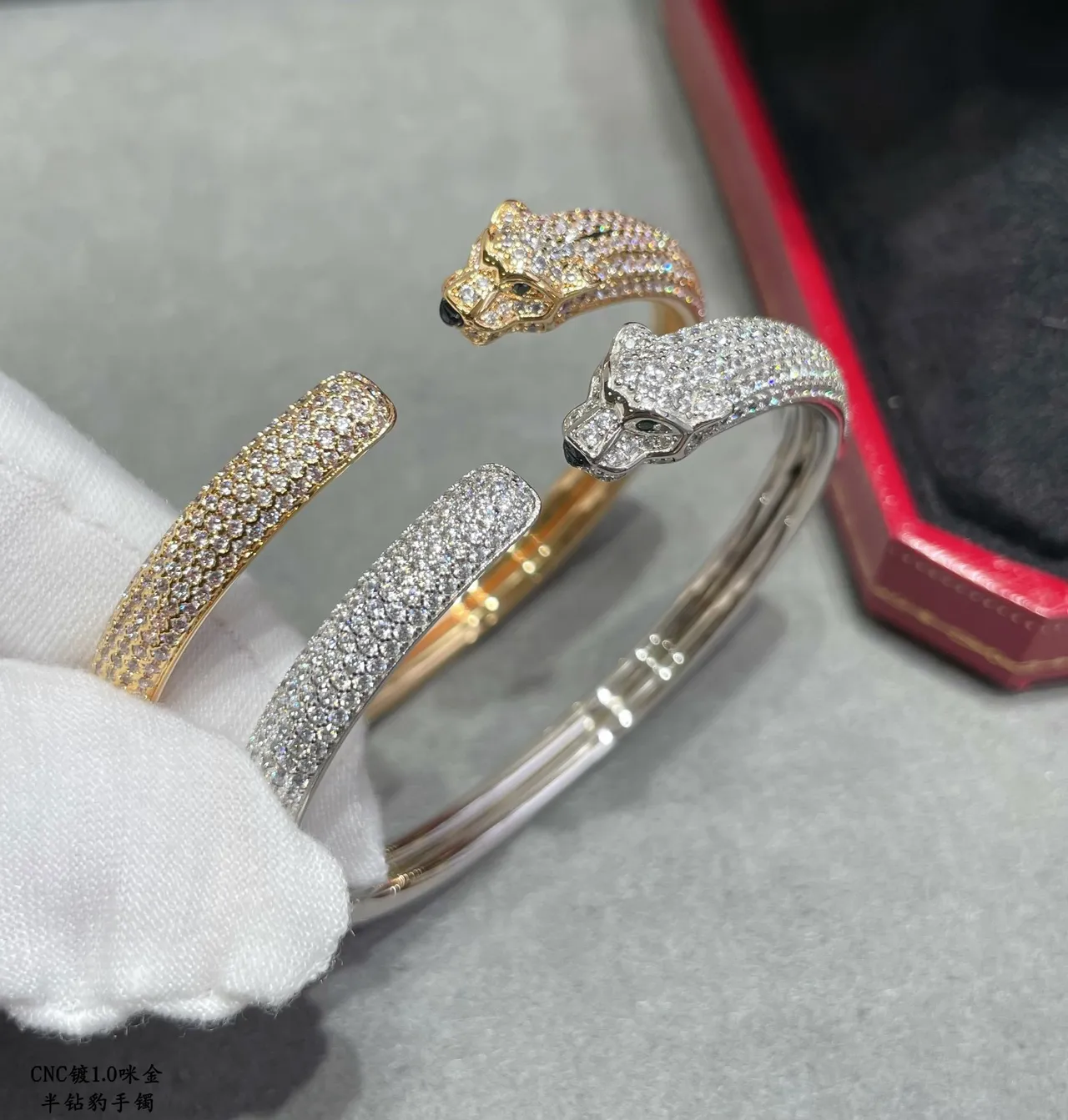Cartier Panthère Pavé Panther Head Brazaletes Abiertos 2