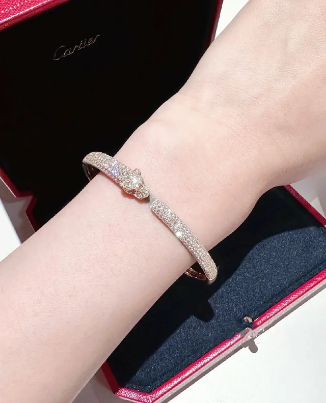 Cartier Panthère Pavé Panther Head Brazaletes Abiertos 9