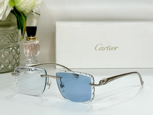 Cartier Panthère Lunettes de Soleil Sans Monture Dorées Scallop 3