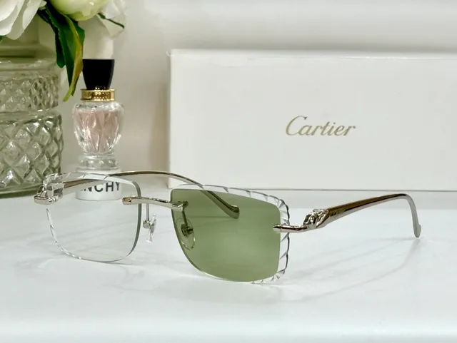 Cartier Panthère Lunettes de Soleil Sans Monture Dorées Scallop 4