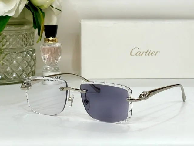 Cartier Panthère Lunettes de Soleil Sans Monture Dorées Scallop 5
