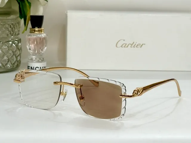 Cartier Panthère Lunettes de Soleil Sans Monture Dorées Scallop 6
