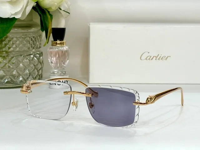 Cartier Panthère Lunettes de Soleil Sans Monture Dorées Scallop 7