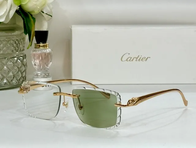 Cartier Panthère Lunettes de Soleil Sans Monture Dorées Scallop 9