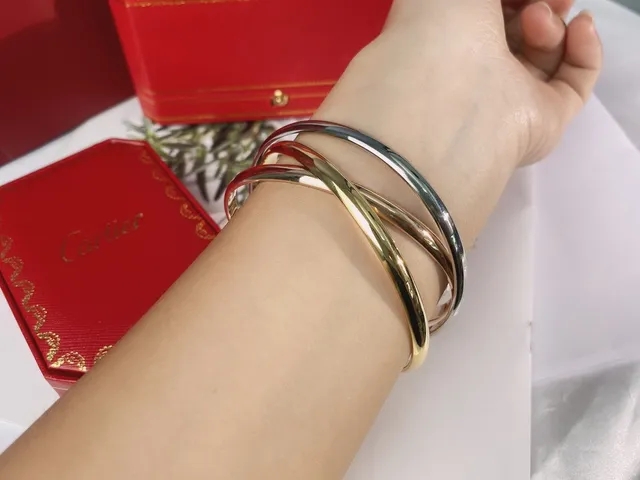 Cartier Trinity সোনা রুপো ত্রিবন্ধ আন্তঃসংযুক্ত ব্রেসলেট 6