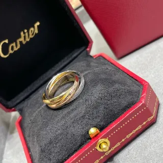 Cartier Trinity Tri-Color Gold and Pavé Diamond Ring