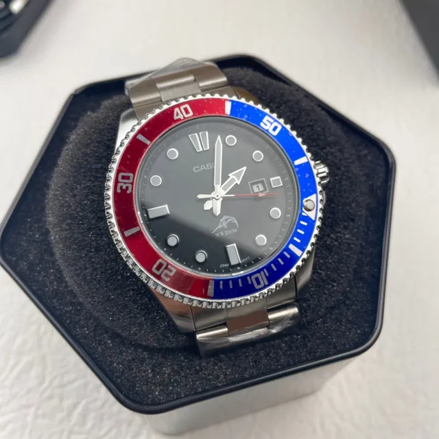 Casio Black Multicolor Diver-Style Two-Tone Bezel Quartz Watch 1