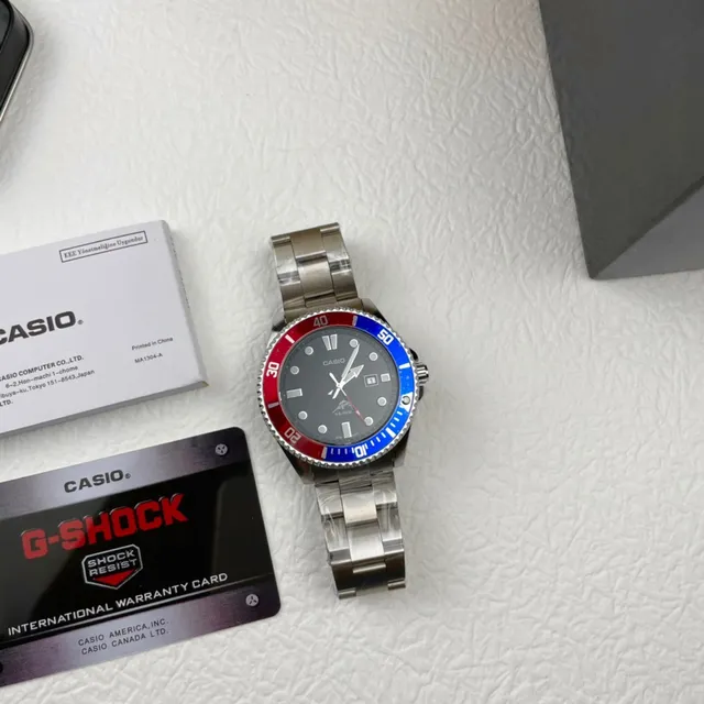 Casio Black Multicolor Diver-Style Two-Tone Bezel Quartz Watch 4