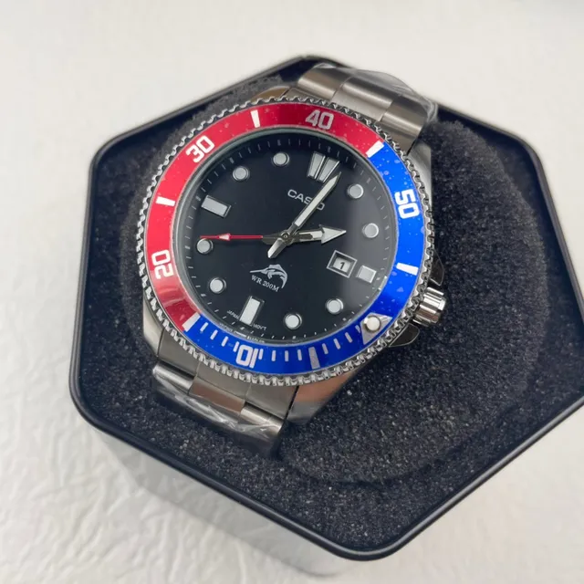 Casio Black Multicolor Diver-Style Two-Tone Bezel Quartz Watch 9