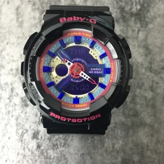 Casio Negro Rojo Resistente Bisel Multi-Capa Híbrido Analógico-Digital Reloj