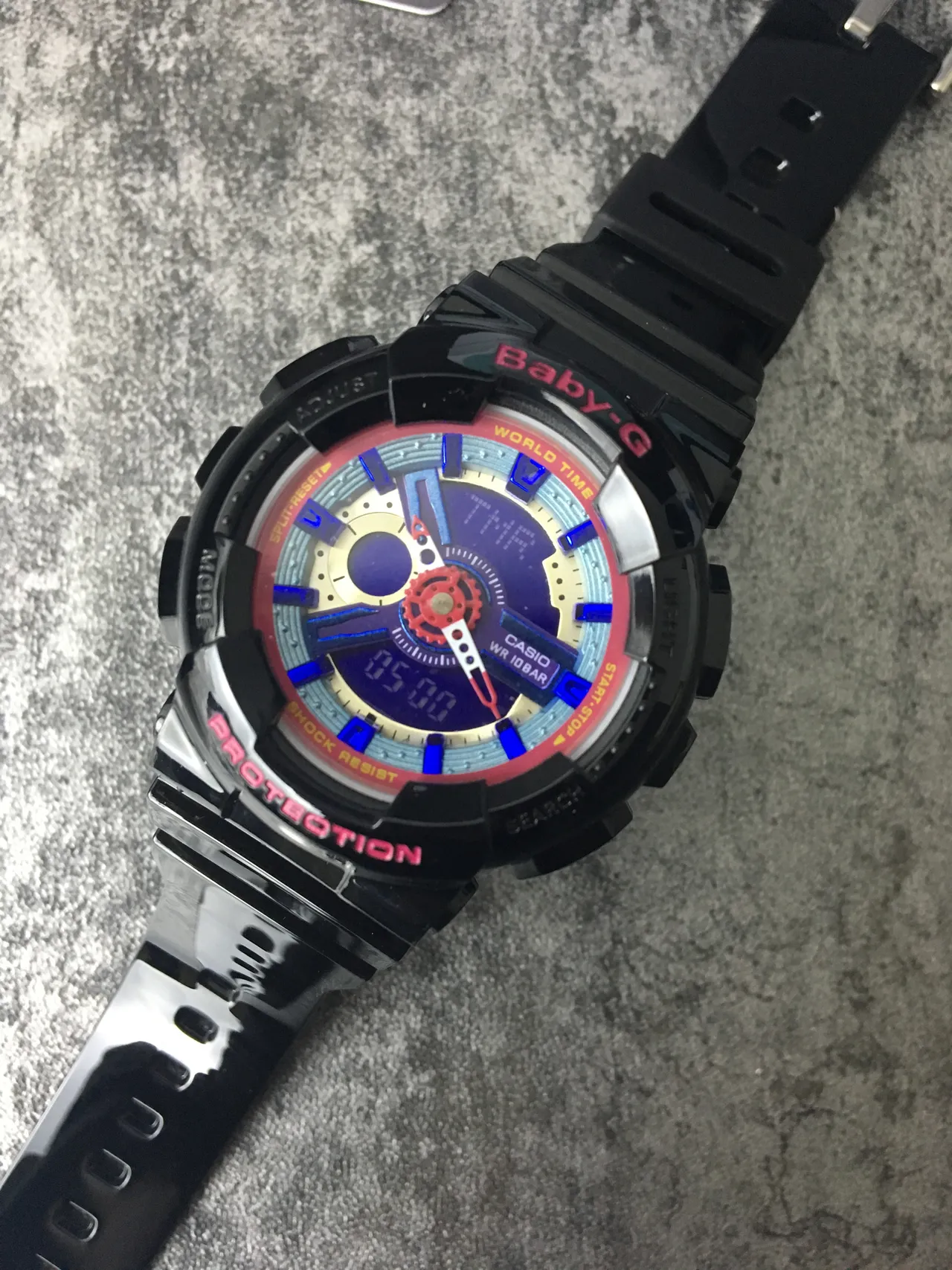 Casio Black Red Rugged Multi-Layered Bezel Analog-Digital Hybrid Dial Watch 5