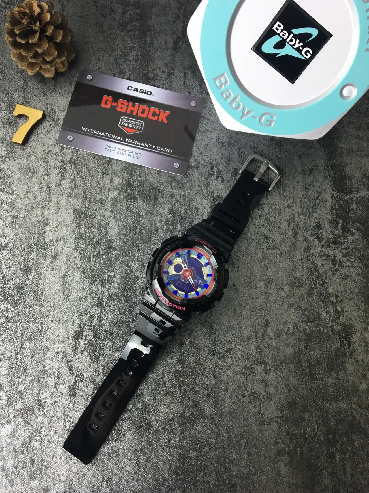 Casio Black Red Rugged Multi-Layered Bezel Analog-Digital Hybrid Dial Watch 6