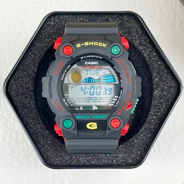 Casio G-Shock DW-5600 Black Red Green Sports Watch 3