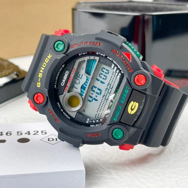 Casio G-Shock DW-5600 Black Red Green Sports Watch 4