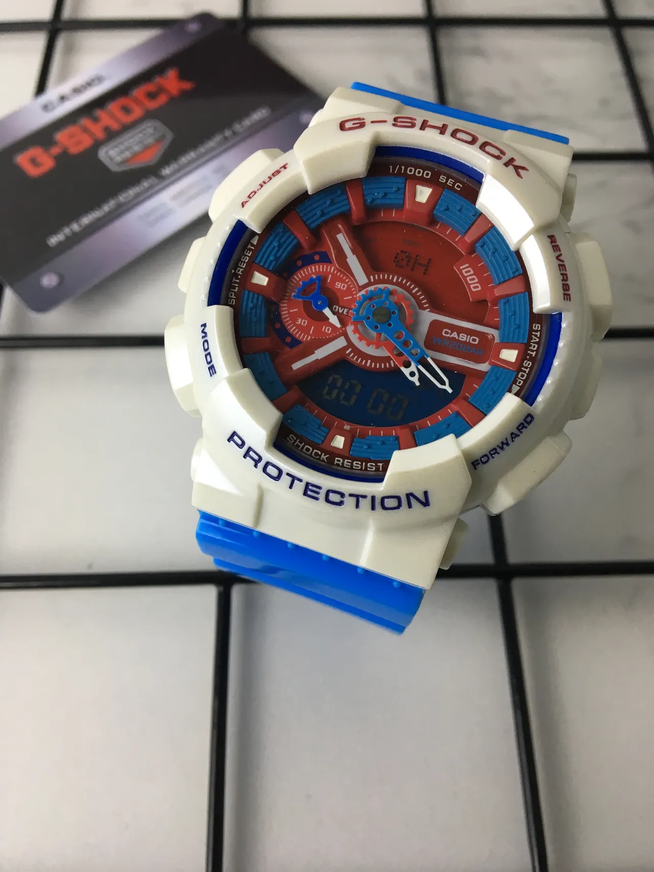 Casio G-Shock GA-110 Branco Azul Vermelho Relógio Esportivo 2