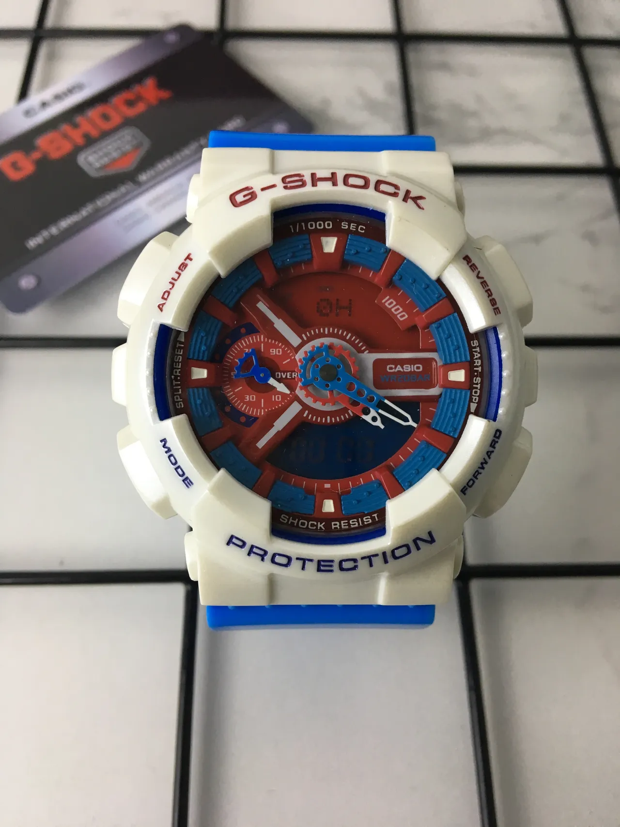 Casio G-Shock GA-110 Branco Azul Vermelho Relógio Esportivo 3