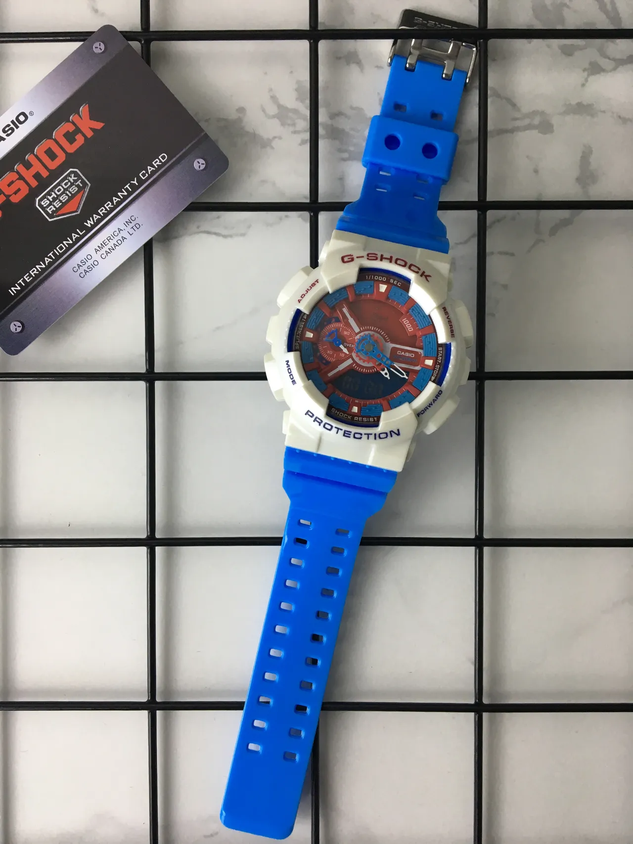 Casio G-Shock GA-110 Branco Azul Vermelho Relógio Esportivo 6