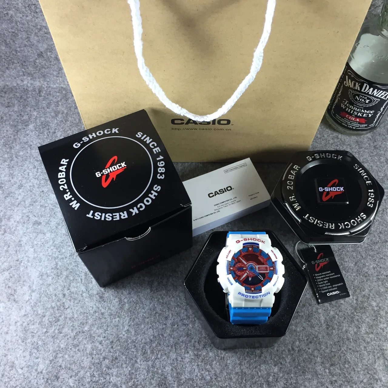 Casio G-Shock GA-110 Branco Azul Vermelho Relógio Esportivo 7