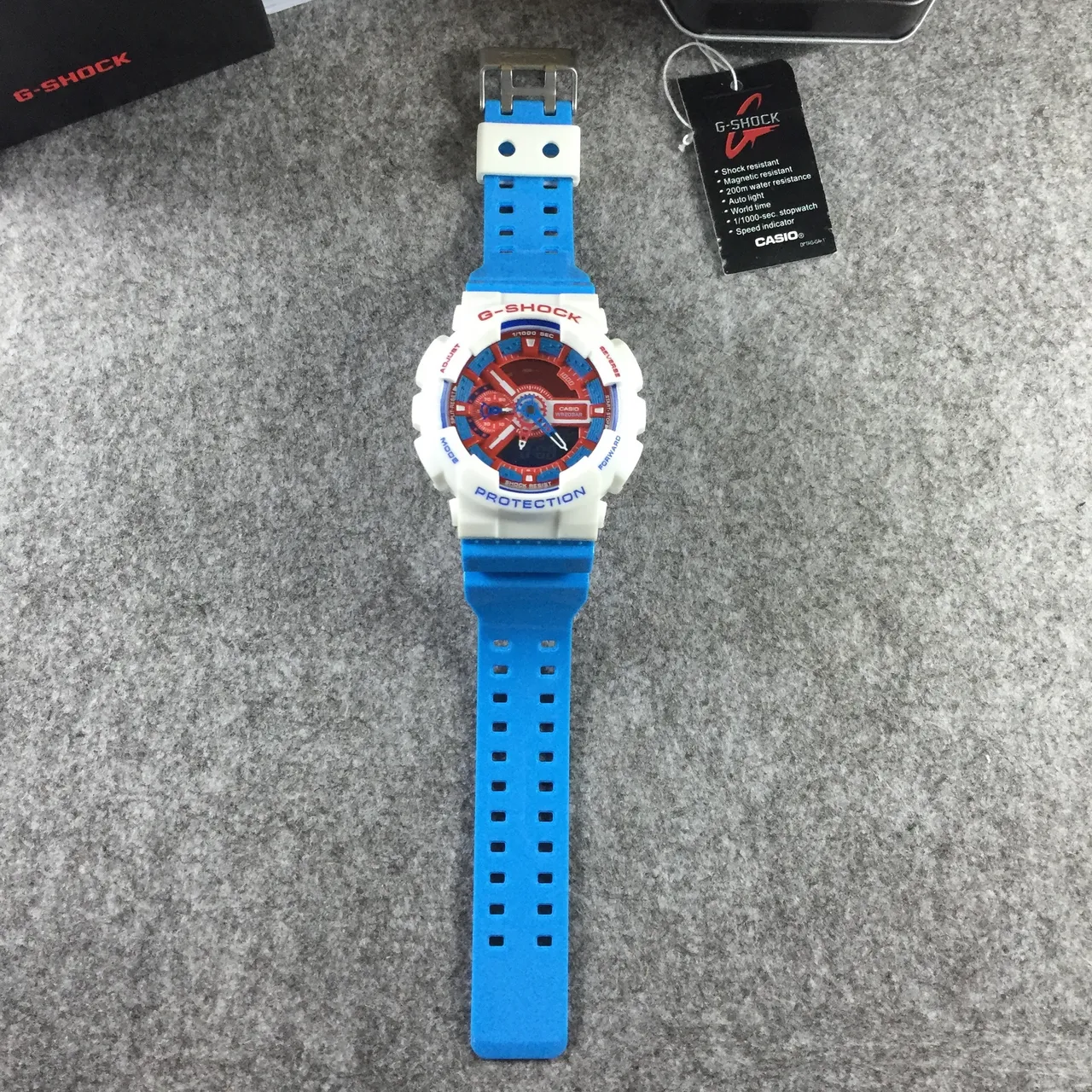 Casio G-Shock GA-110 Branco Azul Vermelho Relógio Esportivo 12