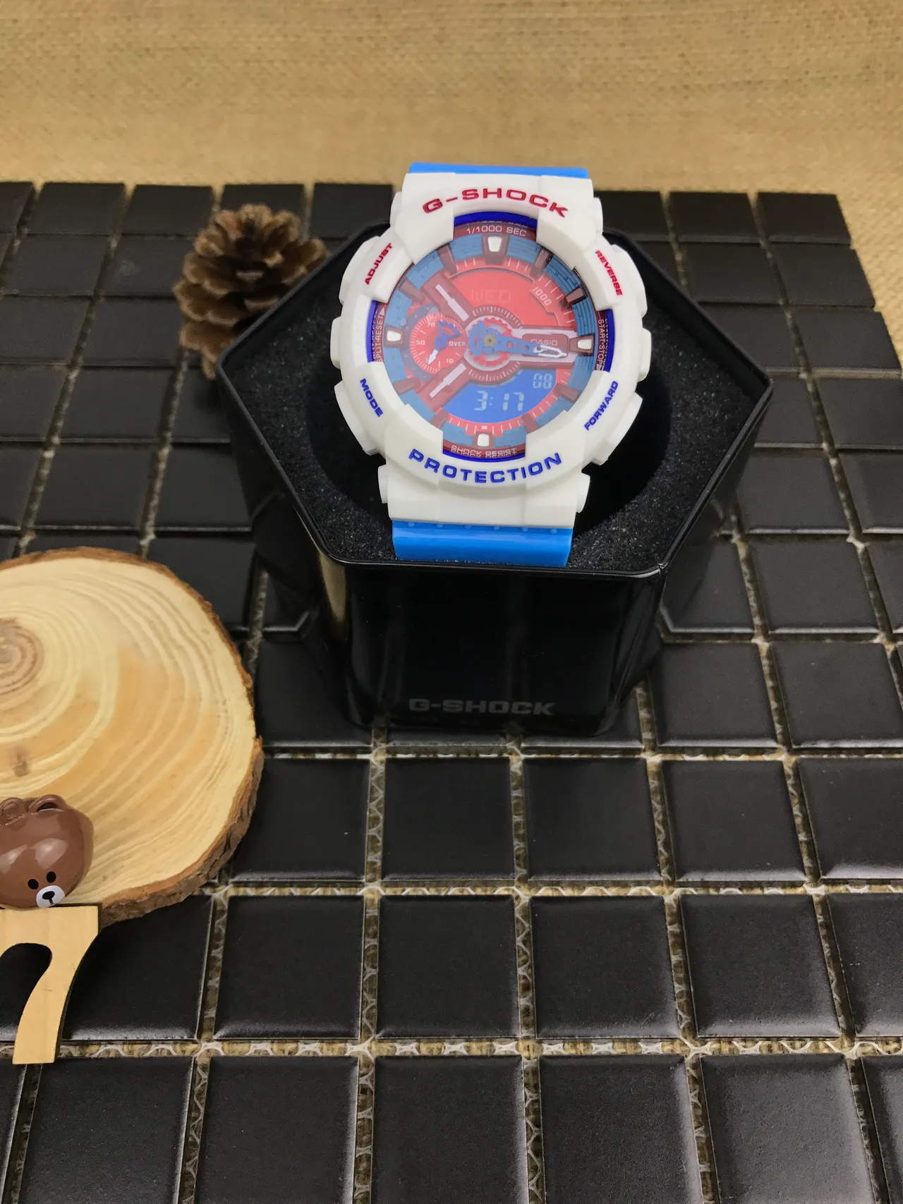 Casio G-Shock GA-110 Branco Azul Vermelho Relógio Esportivo 15