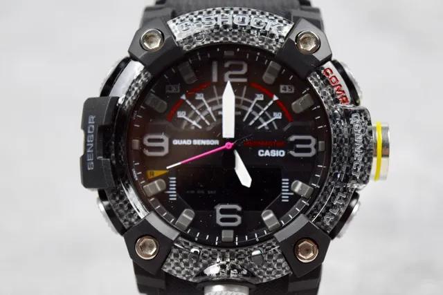 Casio G-Shock Mudmaster Quad Sensor Preto Fibra de Carbono Relógio Esportivo 3
