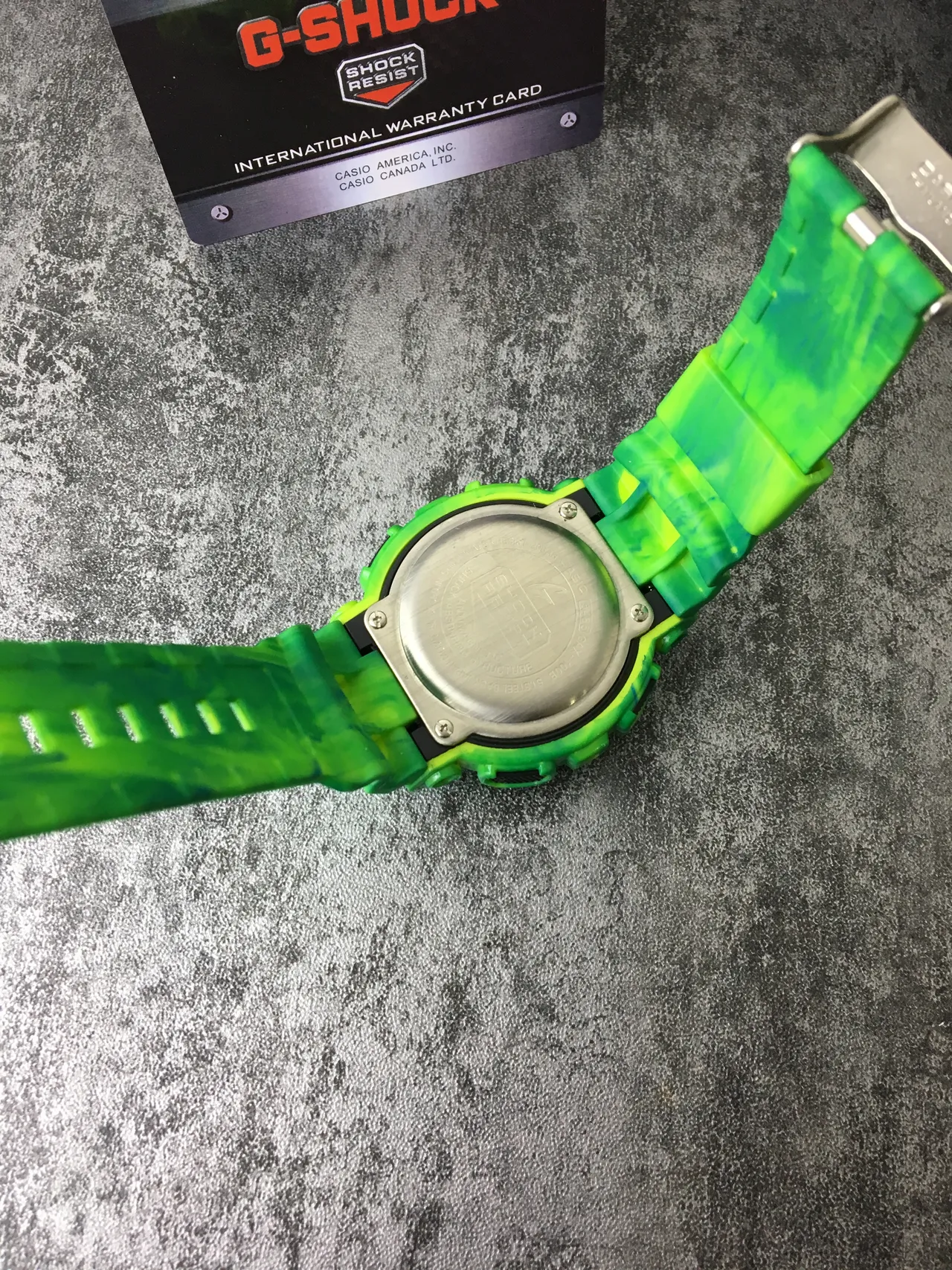Casio Verde Amarelo translúcido marmoleado resina acentos em negrito relógio 4