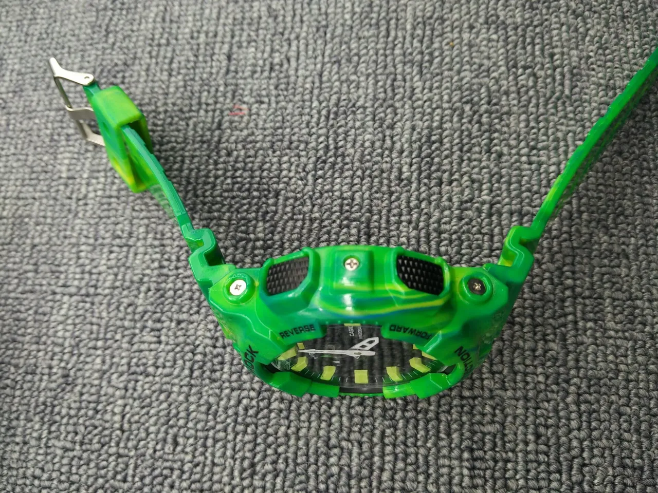 Casio Verde Amarelo translúcido marmoleado resina acentos em negrito relógio 12