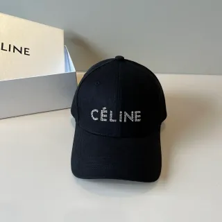 Celine Crystal Logo Black Baseball Cap