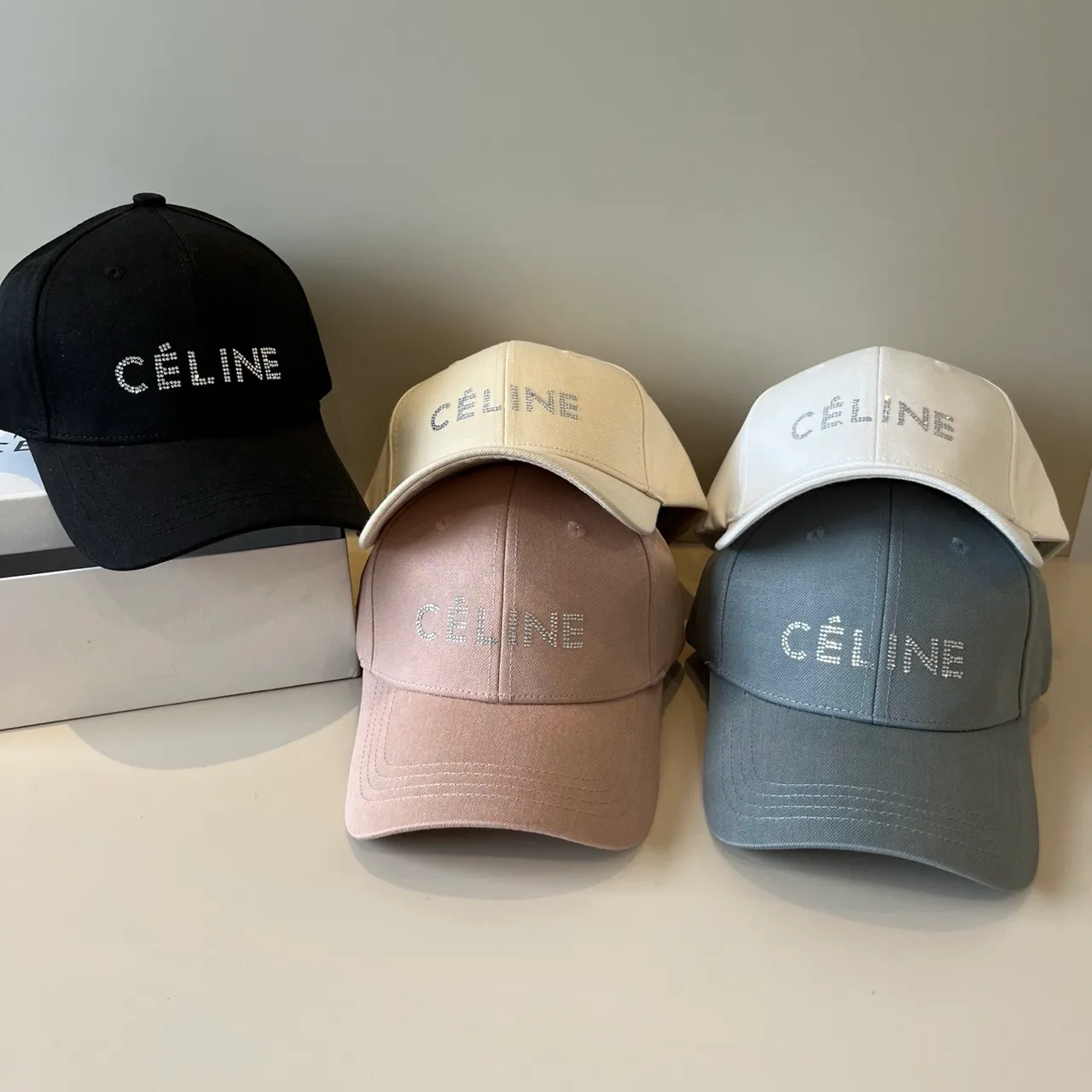 Celine Crystal Logo Black Baseball Cap 2