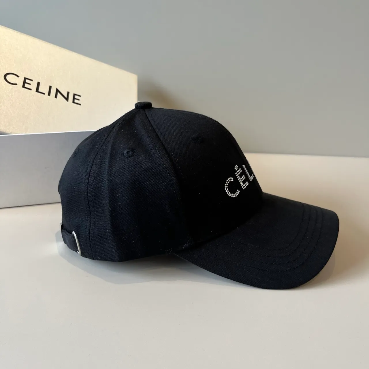 Celine Crystal Logo Black Baseball Cap 5