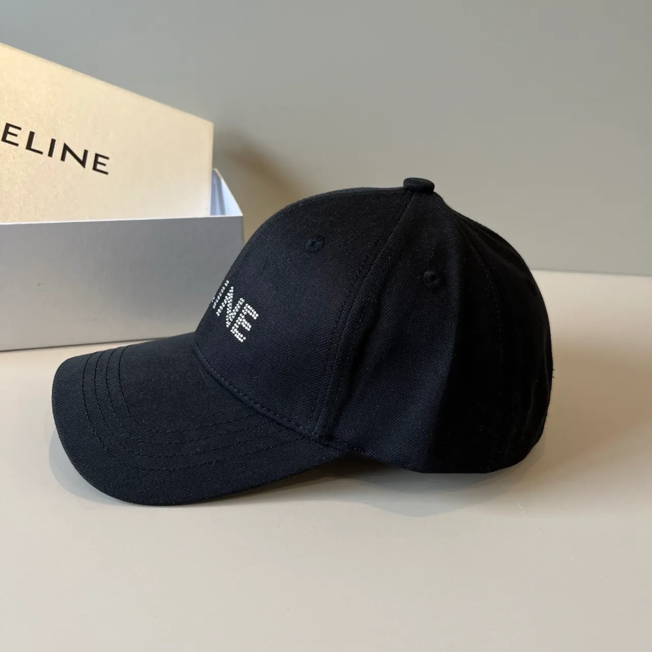 Celine Crystal Logo Black Baseball Cap 6