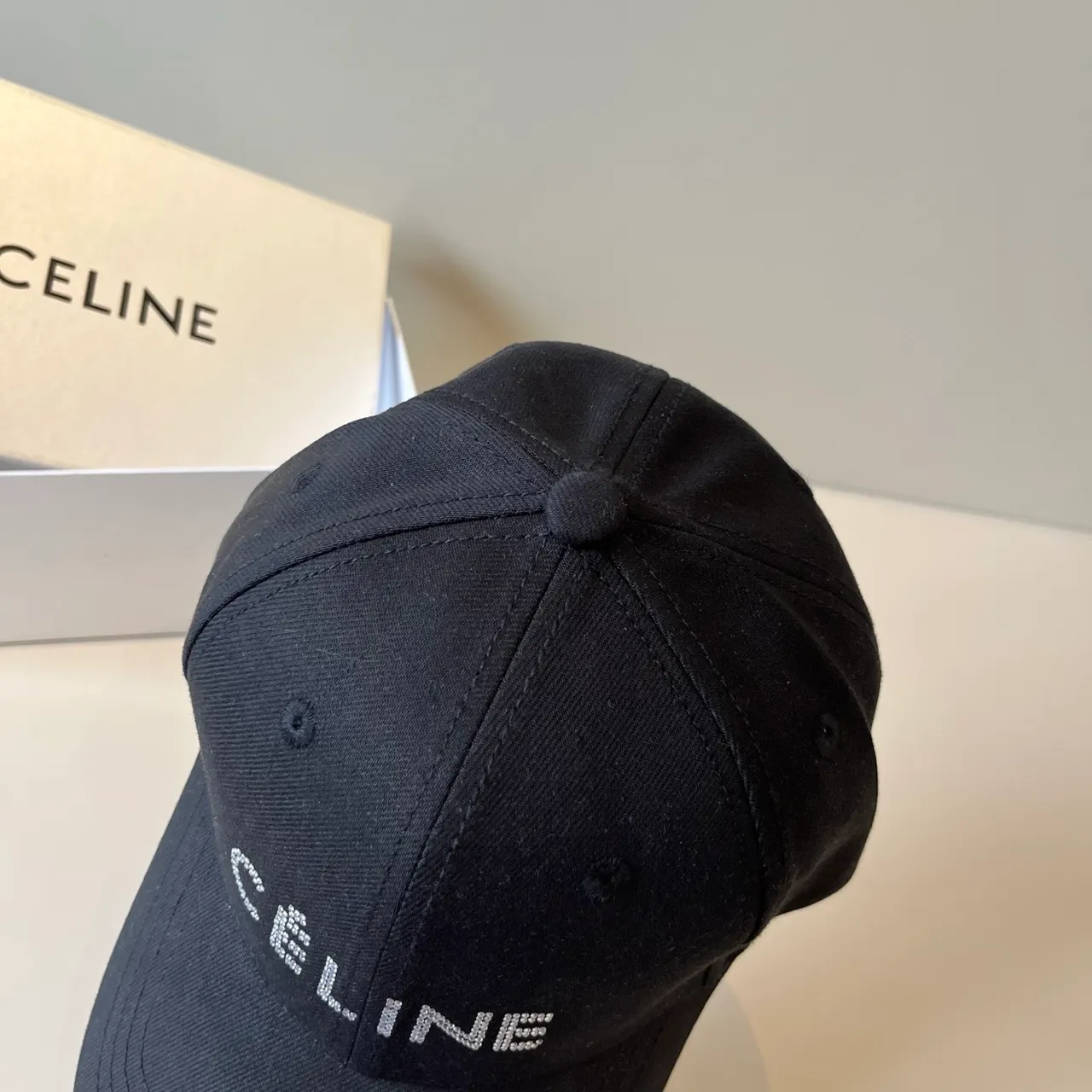 Celine Crystal Logo Black Baseball Cap 7