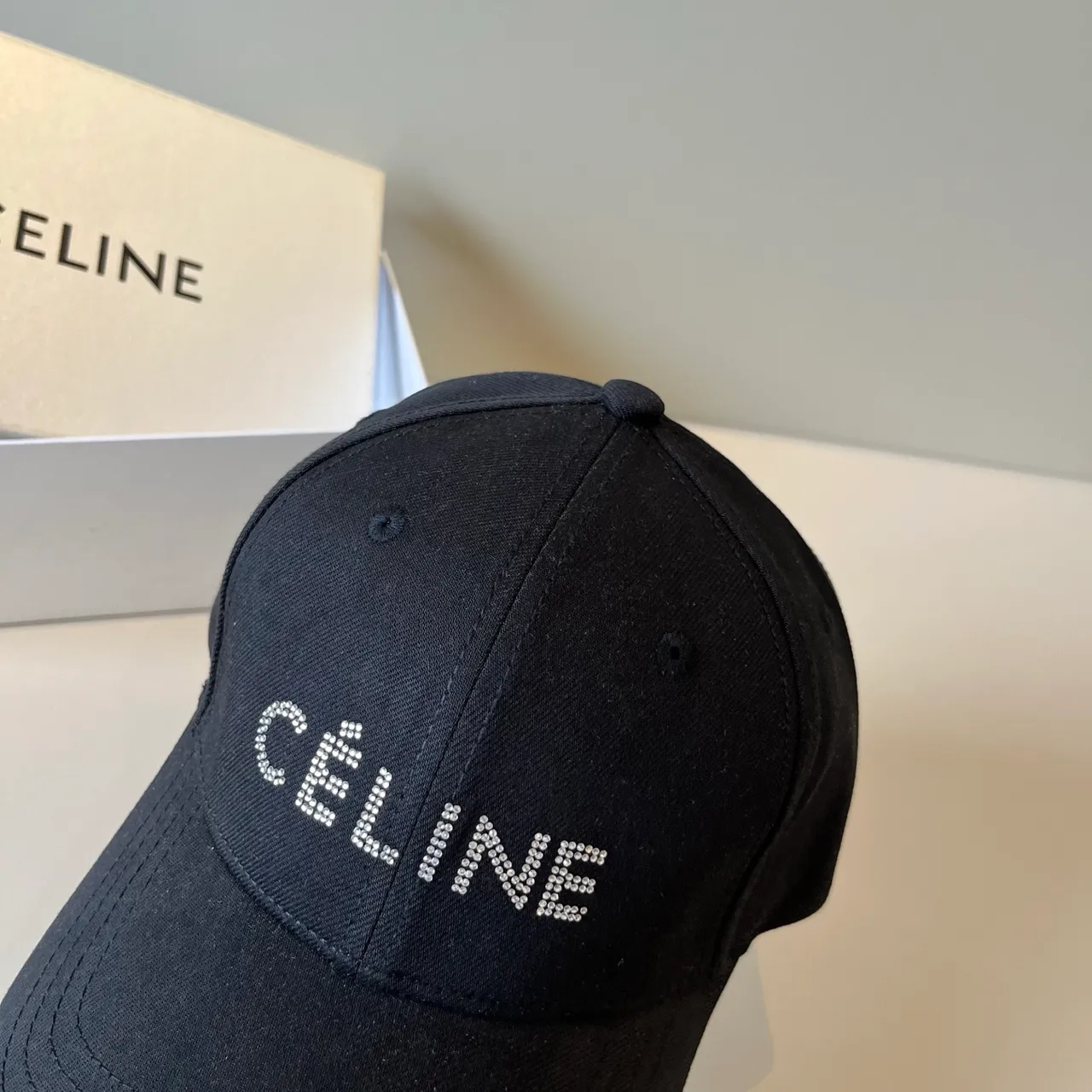 Celine Crystal Logo Black Baseball Cap 8