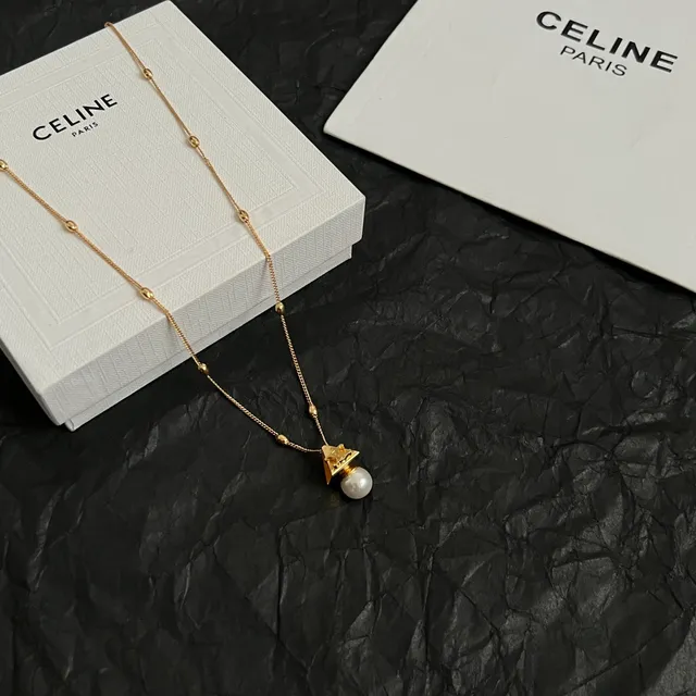 Celine Collier Chaîne à Perles Dorée avec Pendentif Perle 6