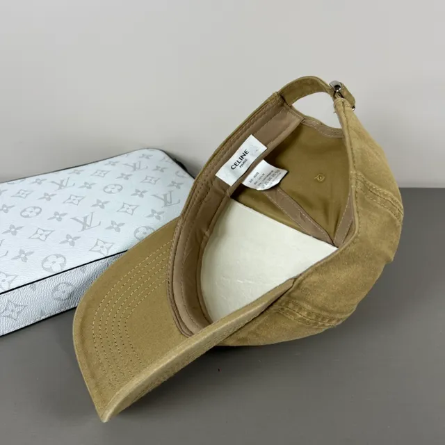 Celine Logo Cap Khaki Unstructured Baseball Cap 3