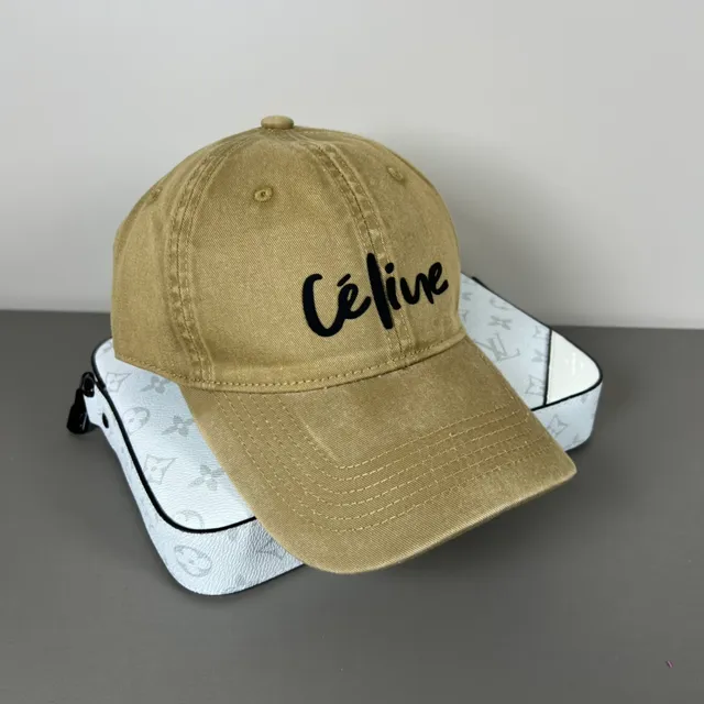 Celine Logo Cap Khaki Unstructured Baseball Cap 4
