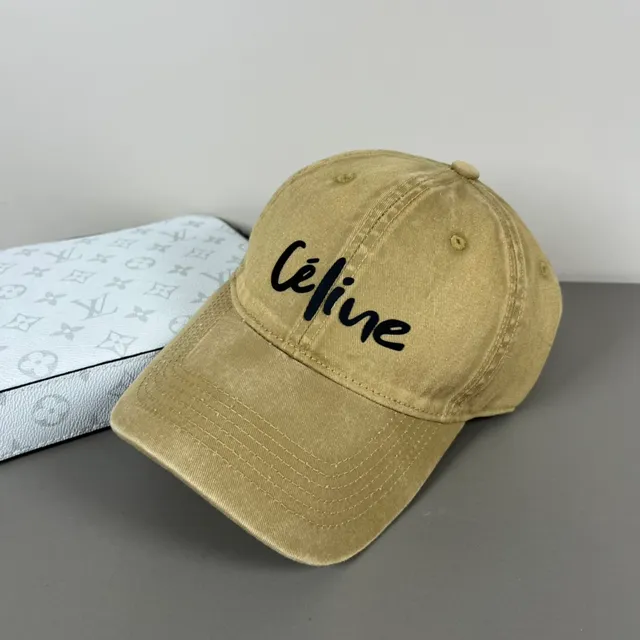 Celine Logo Cap Khaki Unstructured Baseball Cap 9