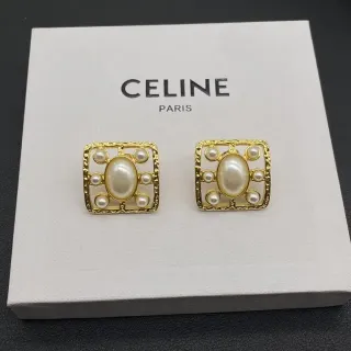 Celine Pearl-Embellished Square Stud Earrings