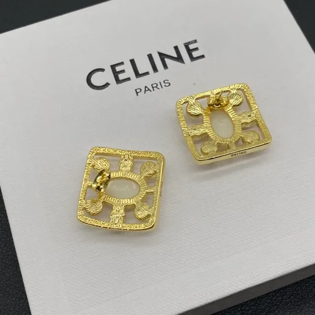 Celine Pearl-Embellished Square Stud Earrings 3
