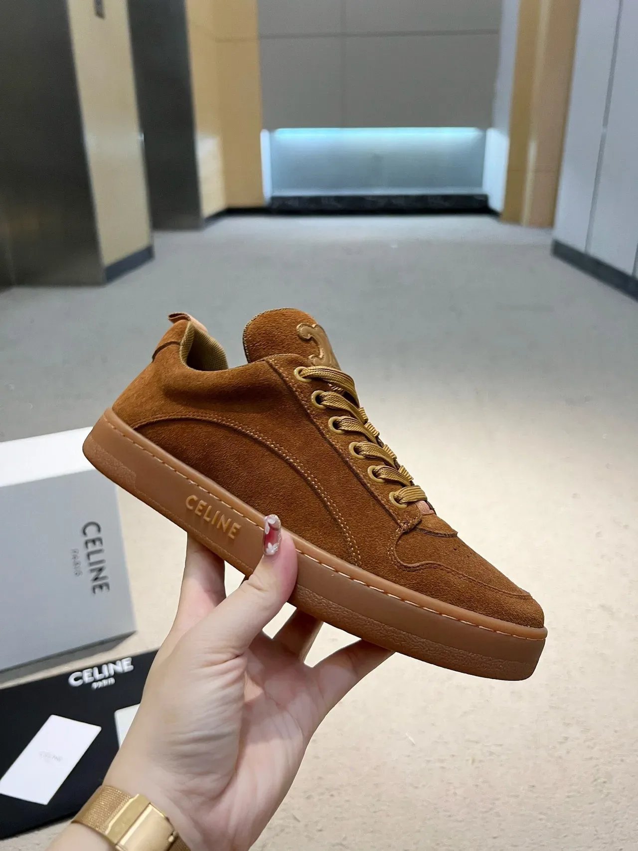 Celine Triomphe Brown Suede Lifestyle Sneakers 2
