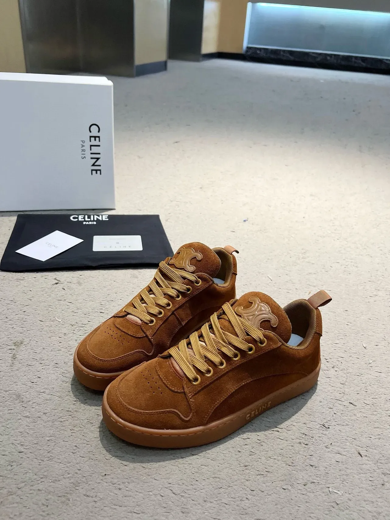 Celine Triomphe Brown Suede Lifestyle Sneakers 3