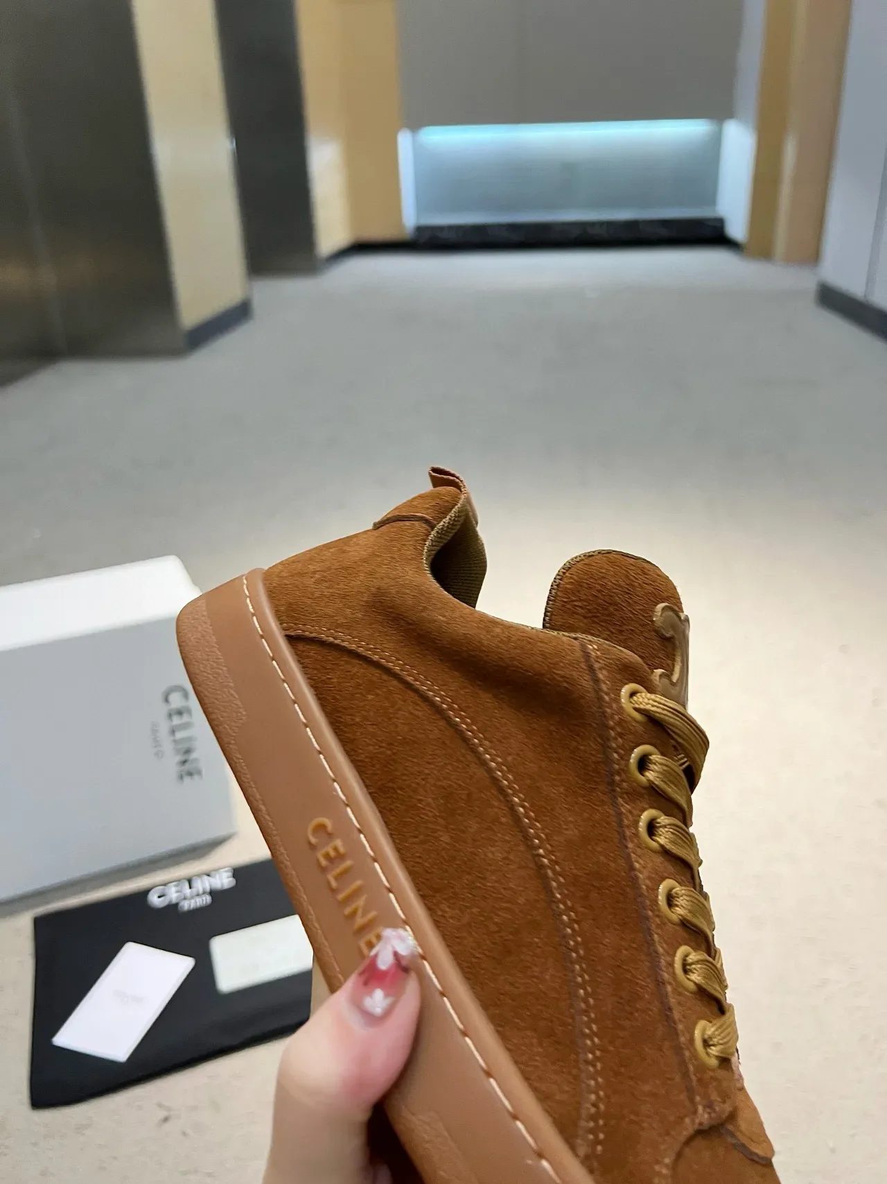 Celine Triomphe Brown Suede Lifestyle Sneakers 6